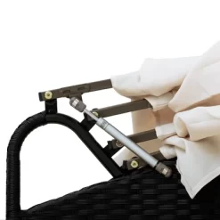 6pc Wicker Round Outdoor Sectional Set With Cushions - Black/Beige - GODEER -Outdoor Garden GUEST 22986691 fd24 4db8 b1f3 ec2a6406184f