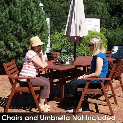 Sunnydaze Decor Sunnydaze Outdoor Meranti Wood With Teak Oil Finish Family Rectangular Patio Dining Table - 6' - Brown 5 Sunnydaze Decor Sunnydaze Outdoor Meranti Wood With Teak Oil Finish Family Rectangular Patio Dining Table - 6' - Brown - Image 5