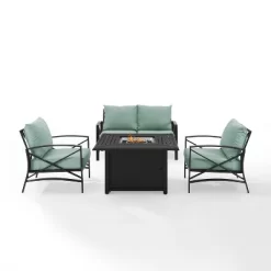 Kaplan 4pc Outdoor Conversation Set With Dante Fire Table - Mist - Crosley