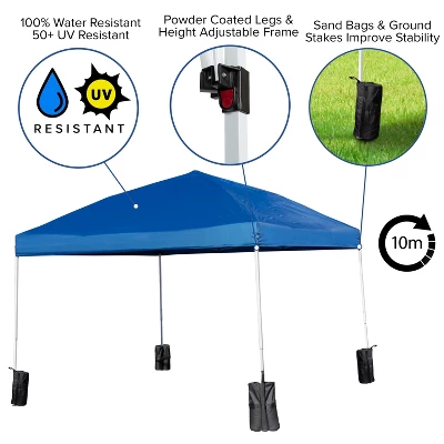 Flash Furniture 10'x10' Pop Up Event Canopy Tent With Wheeled Case And Folding Bench Set - Portable Tailgate, Camping, Event Set 3 Flash Furniture 10'x10' Pop Up Event Canopy Tent With Wheeled Case And Folding Bench Set - Portable Tailgate, Camping, Event Set - Image 3