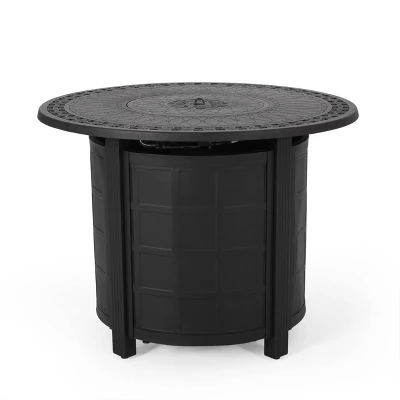 Amaya 5pc Outdoor 4 Wicker Swivel Chair & Fire Pit Set - Dark Brown/Beige/Matte Black - Christopher Knight Home 12 Amaya 5pc Outdoor 4 Wicker Swivel Chair & Fire Pit Set - Dark Brown/Beige/Matte Black - Christopher Knight Home - Image 12