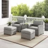 Bradenton 5pc Outdoor Wicker Seating Set With Side Table, 2 Arm Chairs And 2 Ottomans - Gray/Gray - Crosley