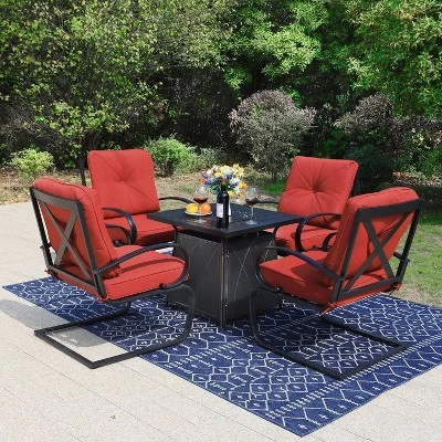 5pc Outdoor Set With Spring Motion Chairs & 28" Fire Table - Captiva Designs 13 5pc Outdoor Set With Spring Motion Chairs & 28" Fire Table - Captiva Designs - Image 13