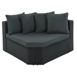 7pc Wicker Patio Seating Set With Cushions & Striped Pillows - Gray - GODEER -Outdoor Garden GUEST 235a8424 2b9e 4fd8 9ff2 969b5ee43ca3