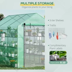 Outsunny 8' X 6' X 7' Walk-in Greenhouse, 18 Shelf Hot House, Roll Up Zipper Door, UV Protective For Flowers, Herbs, Vegetables, Green -Outdoor Garden GUEST 2366adfc 5806 4c5a 8cfc f2831c6c7662