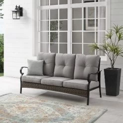 Dahlia Outdoor Steel Sofa Taupe/Matte Black - Crosley