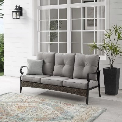 Dahlia Outdoor Steel Sofa Taupe/Matte Black - Crosley 1 Dahlia Outdoor Steel Sofa Taupe/Matte Black - Crosley