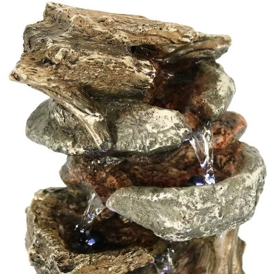 Sunnydaze Decor Sunnydaze Indoor Home Decorative Tiered Rock And Log Waterfall Tabletop Water Fountain With LED Lights - 10" 4 Sunnydaze Decor Sunnydaze Indoor Home Decorative Tiered Rock And Log Waterfall Tabletop Water Fountain With LED Lights - 10" - Image 4