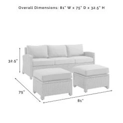 Bradenton 3pc Outdoor Wicker Sofa & 2 Ottoman Set - Gray/Gray - Crosley -Outdoor Garden GUEST 251e60d4 d102 4908 b72d 9263cc7b2c97
