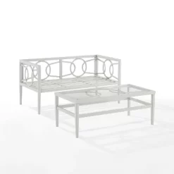 Ashford 2pc Outdoor Metal Conversation Set - Cream - Crosley -Outdoor Garden GUEST 2543f8f4 2c0e 4f3e bedb 648b376c3670