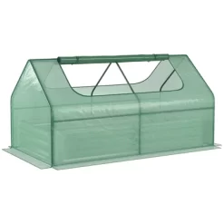 Outsunny Raised Garden Bed With Mini Greenhouse, Steel Outdoor Planter Box With Plastic Cover, Roll Up Window, Dual Use, 73" X 38" X 36" -Outdoor Garden GUEST 254bdbc0 4ae9 4762 bbd0 a6d025df610c