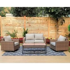 Outdoor Wicker Loveseat With Cushions - Captiva Designs -Outdoor Garden GUEST 275059a8 796a 41a1 bb2e 3723bc7ca907