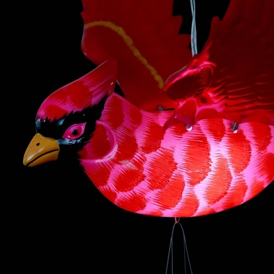 9.25" Plastic And Metal Solar Cardinal Fluttering Wings Wind Chime Red - Exhart 6 9.25" Plastic And Metal Solar Cardinal Fluttering Wings Wind Chime Red - Exhart - Image 6