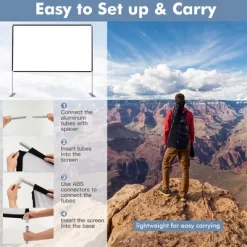 Costway 120'' Projector Screen W/ Stand 16:9 HD 4K Indoor Outdoor Projection Movie Screen -Outdoor Garden GUEST 27cd883d aab2 4e5b 960a 56751c04f803