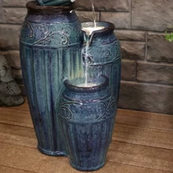 Sunnydaze Decor Sunnydaze 27"H Electric Ceramic Dark Turquoise Tour De Vase Outdoor Water Fountain With LED Lights 16 Sunnydaze Decor Sunnydaze 27"H Electric Ceramic Dark Turquoise Tour De Vase Outdoor Water Fountain With LED Lights -Outdoor Garden GUEST 28213bc9 e4f5 40bd 82eb 0dbd55d24f96