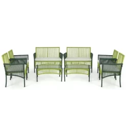 Costway 4PCS/8PCS Patio Round Wicker Conversation Set With Cushions Tempered Glass Side Table -Outdoor Garden GUEST 28259106 ffd5 4b46 8207 7ef1a4a932b7