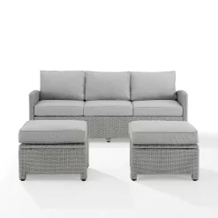 Bradenton 3pc Outdoor Wicker Sofa & 2 Ottoman Set - Gray/Gray - Crosley -Outdoor Garden GUEST 283d6ec7 e809 40b7 8db3 11637ce39cff