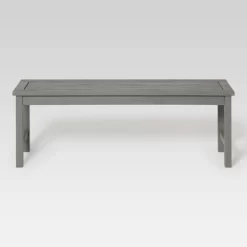 Ravenscroft Modern Boho Acacia Wood Slat Top Outdoor Dining Bench - Gray Wash - Saracina Home -Outdoor Garden GUEST 28a837eb 59ee 4062 beb1 fa99fffdaa10