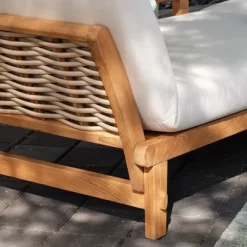 Cambridge Casual Auburn Teak & Wicker Outdoor Patio Daybed With Cushion Brown/Beige -Outdoor Garden GUEST 28d98516 f78c 4d4c 8212 3af43f4aff41