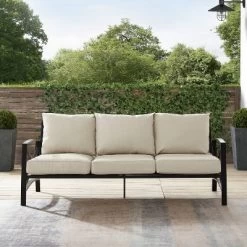 Kaplan Outdoor Metal Sofa Oil Rubbed Bronze With Cushions - Crosley -Outdoor Garden GUEST 28fe4d4d ae12 433d bd79 380591f7bff0