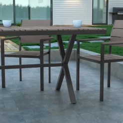 Emma And Oliver 59" X 35.5" Outdoor X-Frame Dining Table With Faux Teak Poly Slat Top And Metal Frame 15 Emma And Oliver 59" X 35.5" Outdoor X-Frame Dining Table With Faux Teak Poly Slat Top And Metal Frame -Outdoor Garden GUEST 29aaa36b cb4f 4af7 848d 892a6c5d6b80