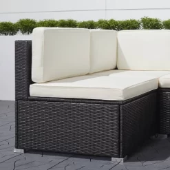 Venice 6pc Classic Outdoor Wicker Sectional Sofa With Seat And Back Cushion - Black - Vifah -Outdoor Garden GUEST 2a290a03 6f56 4354 8e95 22d70fb1e003
