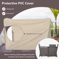 Costway 5PCS Patio Rattan Furniture Set Ottoman Cushioned W/Cover Space Saving Off White/Gray/Red/Turquoise 17 Costway 5PCS Patio Rattan Furniture Set Ottoman Cushioned W/Cover Space Saving Off White/Gray/Red/Turquoise -Outdoor Garden GUEST 2a45c540 5a36 4133 8f92 f90b55dd0cad