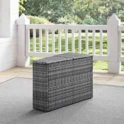Catalina Outdoor Wicker Arm Table - Gray - Crosley -Outdoor Garden GUEST 2a899365 67f7 4e94 9e3e fc56bc8afa6b