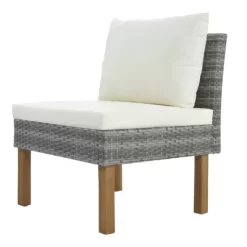 6pc Wicker Round Outdoor Sectional Set With Cushions - Black/Beige - GODEER -Outdoor Garden GUEST 2b878af3 8058 4e17 99a8 94cd4f80f704