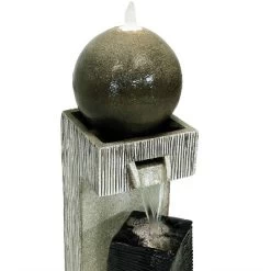 Sunnydaze Decor Sunnydaze 35"H Electric Polyresin Modern Artistry Column Outdoor Water Fountain With LED Lights -Outdoor Garden GUEST 2b8e09ec f5f2 4983 97b5 617b0b66af86