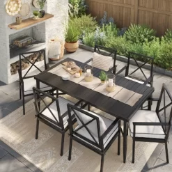 2pc Searsburg Aluminum Outdoor Patio Dining Chairs Arm Chairs Black - Threshold™