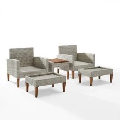 Capella 5pc Outdoor Wicker Chair Set - Gray - Crosley -Outdoor Garden GUEST 2cc7de07 bf6c 4d42 b49c eed19b50a209