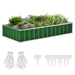 Outsunny 69'' X 36'' Galvanized Raised Garden Bed, DIY Large Planter For Outdoor Plants, No Bottom W/ A Pairs Of Glove For Backyard, Patio To Grow Vegetables, Herbs, And Flowers -Outdoor Garden GUEST 2cd3b3ac 0d42 445b 80d7 5bd5fbbadfd0