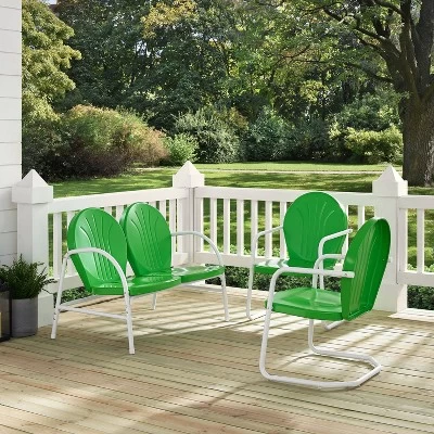 Griffith 3pc Outdoor Seating Set - Kelly Green - Crosley 3 Griffith 3pc Outdoor Seating Set - Kelly Green - Crosley - Image 3