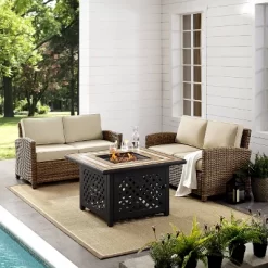 Crosley 3pc Bradenton Steel Outdoor Patio Fire Pit Furniture Set With Two Loveseats Tan/Brown 11 Crosley 3pc Bradenton Steel Outdoor Patio Fire Pit Furniture Set With Two Loveseats Tan/Brown -Outdoor Garden GUEST 2d32216f 98ae 4187 9613 890bd9d6ea45