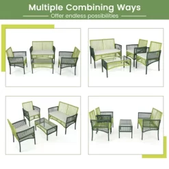 Costway 4PCS/8PCS Patio Round Wicker Conversation Set With Cushions Tempered Glass Side Table -Outdoor Garden GUEST 2d899054 af04 4363 8396 70eaa0633480