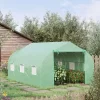 Outsunny 12' X 10' X 7' Outdoor Walk-In Tunnel Greenhouse Hot House With Roll-up Windows, Zippered Door, PE Cover, Green