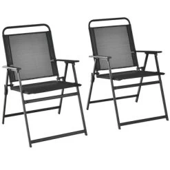 Costway 2pcs Patio Folding Chairs Heavy-Duty Metal Frame Armrests Portable Outdoor -Outdoor Garden GUEST 2de7eb5a 1e5e 4661 9e28 f34a61d93136