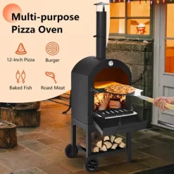 Costway Outdoor Pizza Oven Wood Fire Pizza Maker Grill W/ Pizza Stone & Waterproof Cover -Outdoor Garden GUEST 2e010bb3 7a98 43be b468 506f7468672a