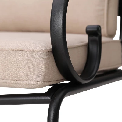 7pc Outdoor Dining Set With 6 Chairs With Seat & Back Cushions & Metal Rectangle Table With Umbrella Hole - Captiva Designs 4 7pc Outdoor Dining Set With 6 Chairs With Seat & Back Cushions & Metal Rectangle Table With Umbrella Hole - Captiva Designs - Image 4