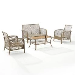 Tribeca 4pc Outdoor Wicker Conversation Set - Sand/Driftwood - Crosley -Outdoor Garden GUEST 2eac0dfa 1f13 410d 9f30 e8444bd2b166