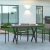 Emma And Oliver 59" X 35.5" Outdoor X-Frame Dining Table With Faux Teak Poly Slat Top And Metal Frame