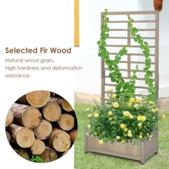 Costway 2PC 68in Wood Planter Box W/Trellis Raised Garden Bed For Climbing Plant -Outdoor Garden GUEST 2ed351b9 3aa9 41b3 acd2 9ba5d6fd4b74