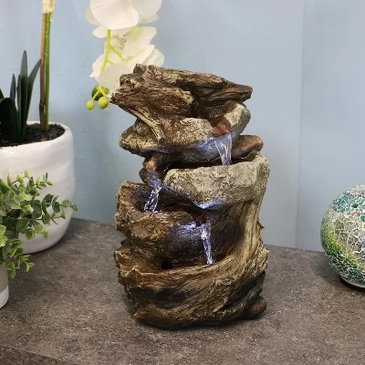 Sunnydaze Decor Sunnydaze Indoor Home Decorative Tiered Rock And Log Waterfall Tabletop Water Fountain With LED Lights - 10" 1 Sunnydaze Decor Sunnydaze Indoor Home Decorative Tiered Rock And Log Waterfall Tabletop Water Fountain With LED Lights - 10"