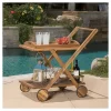 Riviera Acacia Wood Patio Bar Cart With Tray - Natural - Christopher Knight Home