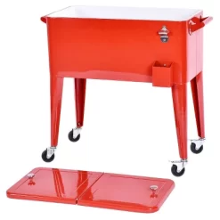 Costway Red Outdoor Patio 80 Quart Cooler Cart Ice Beer Beverage Chest Party Portable -Outdoor Garden GUEST 30768bd5 6246 4699 aff5 c574bcb4df7c