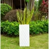 27.6" Kante Lightweight Concrete Retro Tall Rectangular Outdoor Planter White - Rosemead Home & Garden, Inc.