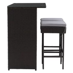 Parksville Patio Bar Set With Cushions - Black/Gray - CorLiving -Outdoor Garden GUEST 312a0bc9 88d7 450d 8e5f ab96f209f0ec