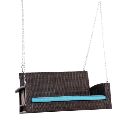 Outsunny 2-Person Wicker Hanging Porch Swing Bench Outdoor Chair With Cushions 9 Outsunny 2-Person Wicker Hanging Porch Swing Bench Outdoor Chair With Cushions - Image 9