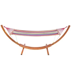 Outsunny 10' Hammock With Wood Stand, Rainbow Bed, Heavy Duty Roman Arc Hammock For Single Person For Patio Backyard Balcony Porch -Outdoor Garden GUEST 33b187b4 8e1d 46e3 850b 3bd1d18aedf2